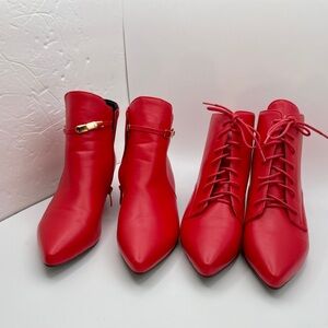 Red Ankle Boots 2 pairs Size 9/10 or 42